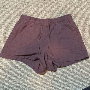 LEAVING!! Gap dark purple linen-blend pull on shorts